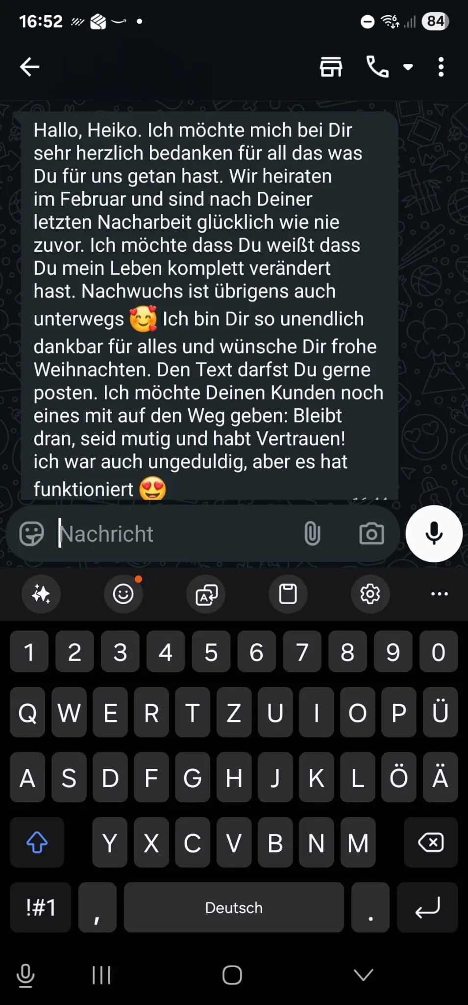 Anonymisierte Kundenerfahrung zur Partnerrückführung – Beispiel 2